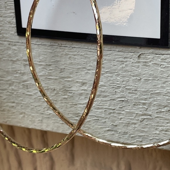 Extra Large Textured Hoop Earrings Gold Tone by Napier - Picture 2 of 4